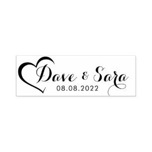 Save the Date Name Briefmarke mit Herz Permastempel