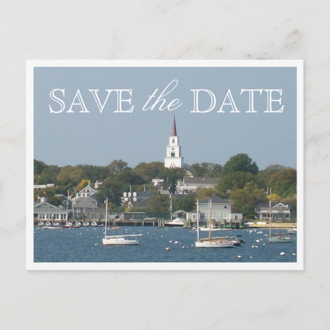 Save the Date Nantucket Wedding ruhiger Hafen Ankündigungspostkarte (Vorderseite)