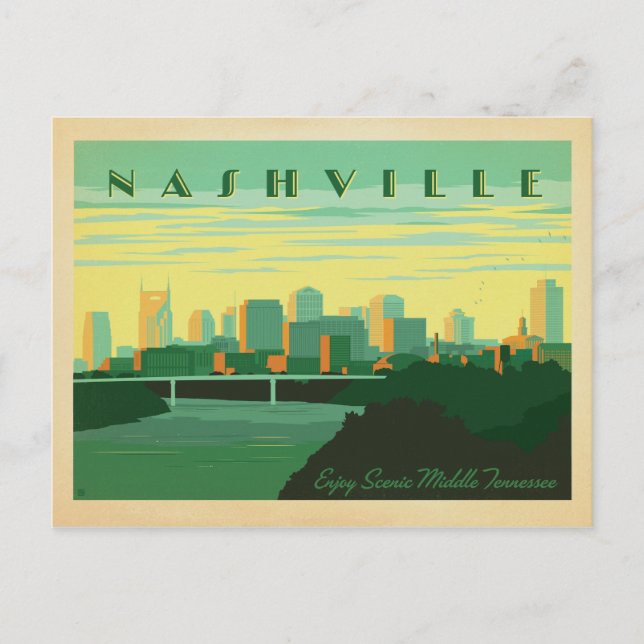 Save The Date | Nashville, TN - Skyline Ankündigungspostkarte (Vorderseite)