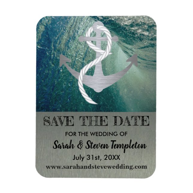 Save the Date Nautical Sailor Anchor Wedding Magnet (Vertikal)