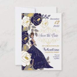Save the Date Navy Blue Quinceanera