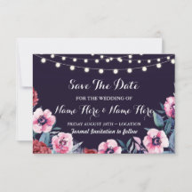Save the Date Navy Pink Burgund Blume laden ein