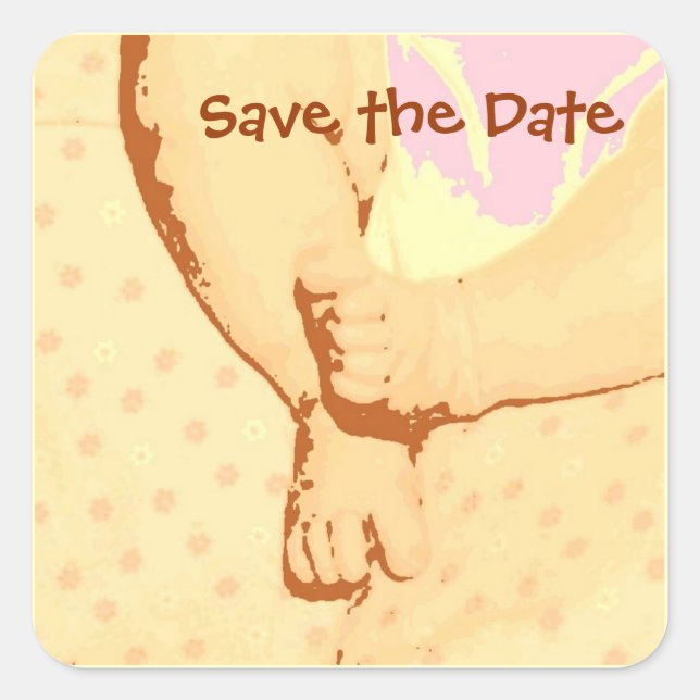 Save the Date/Neues Baby Quadratischer Aufkleber (Vorderseite)