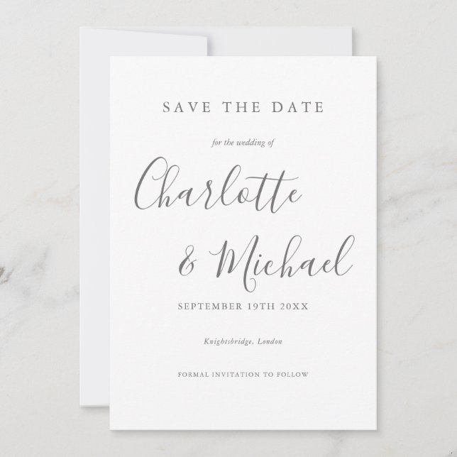 Save the Date Neues Date Foto Hochzeit Elegant Einladung (Vorderseite)