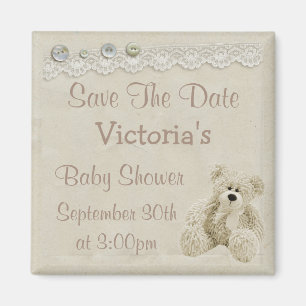 Save the Date neutrale Teddy-Bärn-Baby-Dusche Magnet