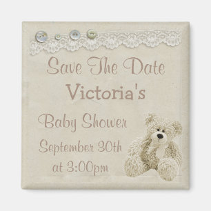 Save the Date neutrale Teddy Bear Babydusche Magnet