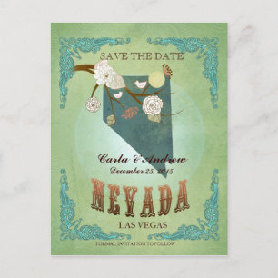Save the Date - Nevada Karte mit hübschen Vögeln