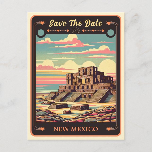 Save The Date | New Mexico Einladung Postkarte (Vorderseite)