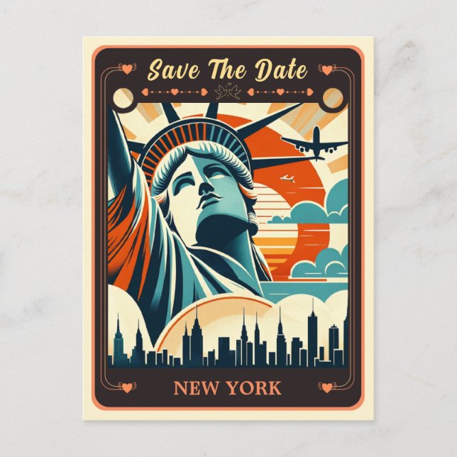 Save The Date | New York Einladung Postcard Postkarte (Vorderseite)