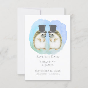 Save the Date Niedlich Gay Igel Couple Wedding