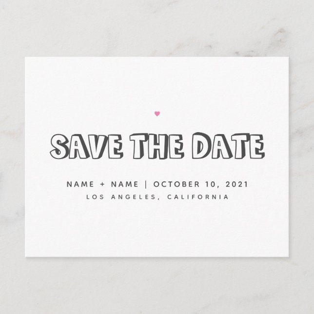 Save the Date Niedliche Ankündigung einer Hochzeit Postkarte (Vorderseite)