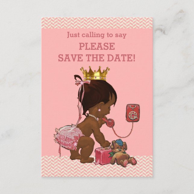 Save the Date Niedliche ethnische Prinzessin am Te (Vorderseite)