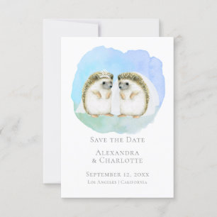 Save the Date Niedliche Lesbische Igel Couple Wedd