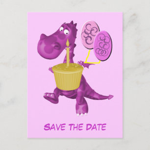 Save the Date Niedliche Lila Drachenballoons Ankündigungspostkarte