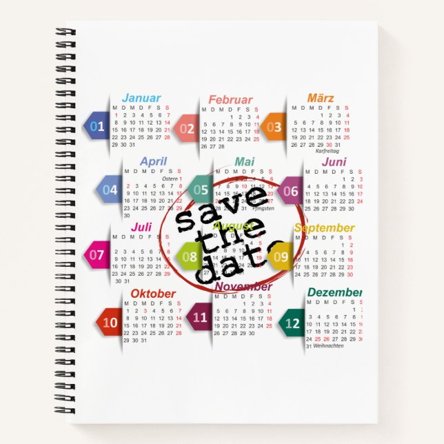 Save the Date Notebook Notizbuch (Vorderseite)
