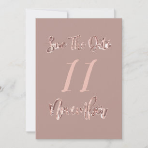Save the Date November Party Rose Gold Script