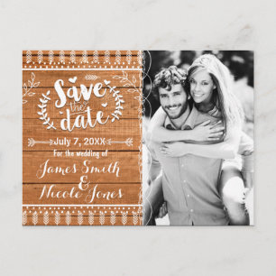 Save the Date Oak Wood Rustic Foto Einladung