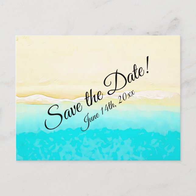 Save the Date Ocean Shore Beach Hochzeit Postkarte (Vorderseite)