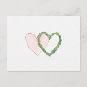 Save the Date oder UAWG Postcard Laurel Hearts Ankündigungspostkarte