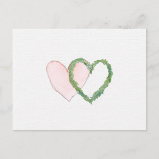 Save the Date oder UAWG Postcard Laurel Hearts Ankündigungspostkarte