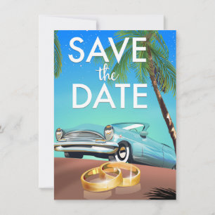 Save the Date Oldtimer und Hochzeitsringe. Einladung