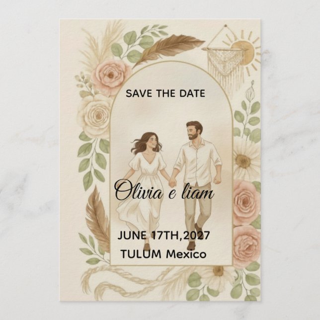 Save the Date: Olivia & Liam Einladung (Vorderseite)