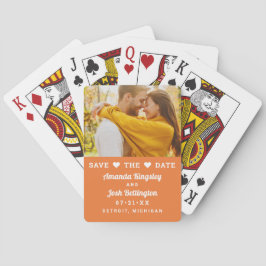 Save the Date Orange Custom Wedding Foto Spielkarten