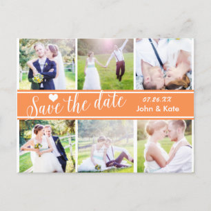 SAVE THE DATE Orange Wedding 6 FOTO Postkarte