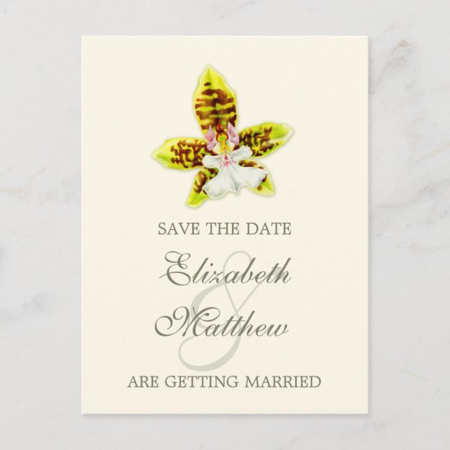 Save the Date Orchidee auf Postkarte (Vorderseite)