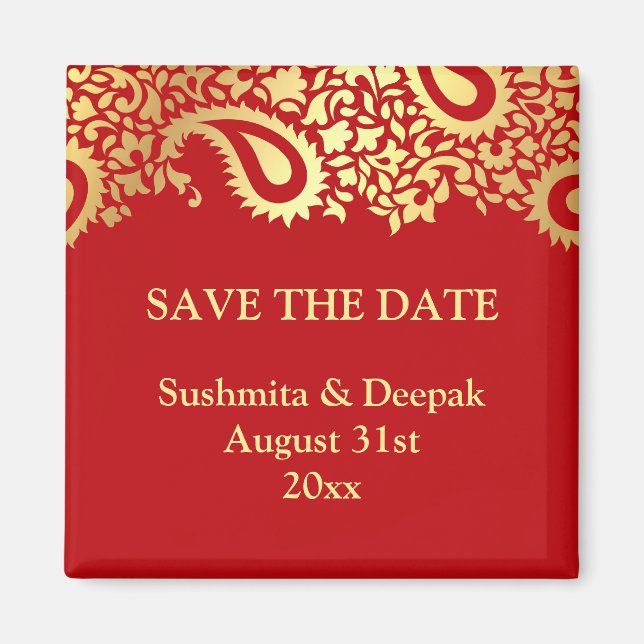 Save the Date Paisleys Elegant Indian Magnet (Vorne)