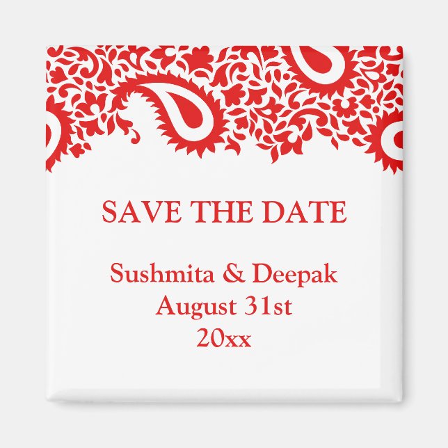 Save the Date Paisleys Elegant Indian Magnet (Vorne)
