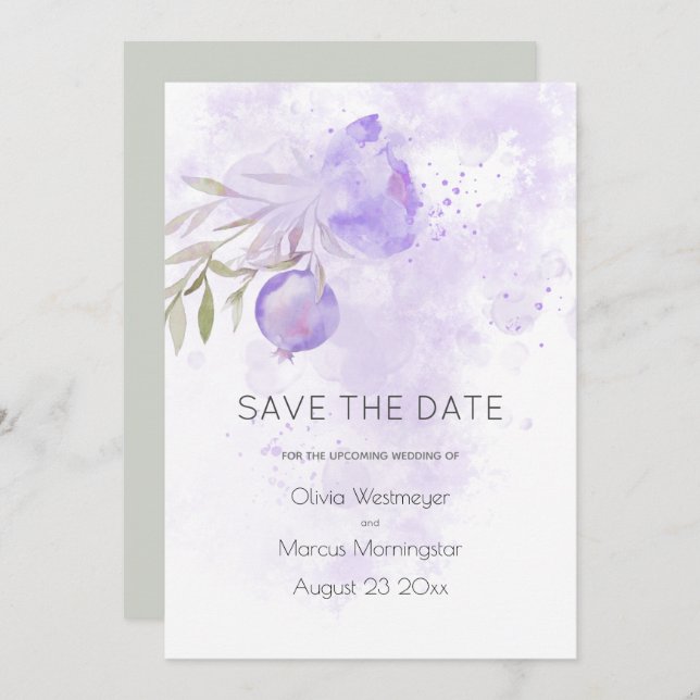 Save the Date Pale Lilac Lila Rose Angesagt Einladung (Vorne/Hinten)