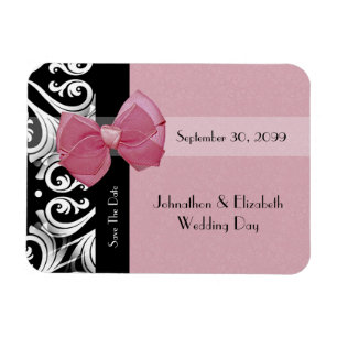 Save the Date Pariser Hochzeit Pink Bow und Name Magnet