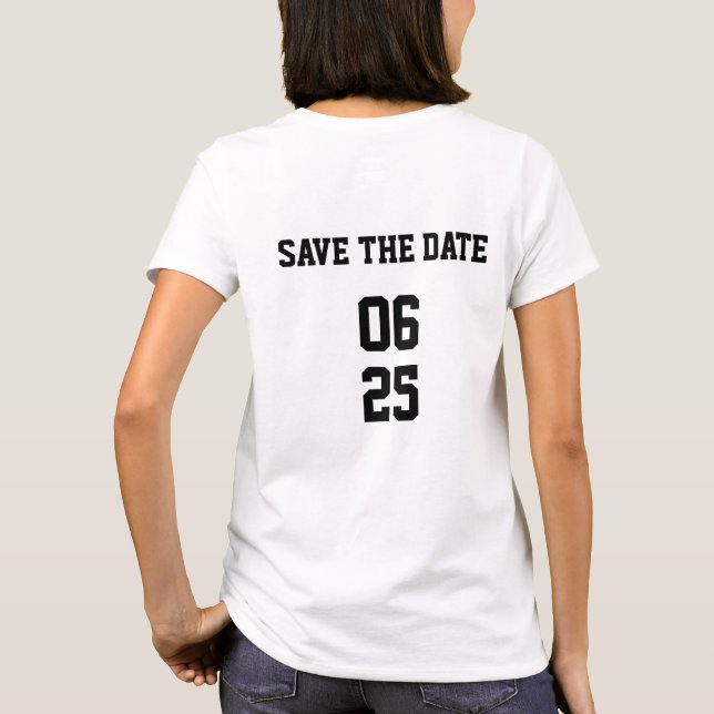 Save the Date passende Hochzeitssportart T-Shirt (Rückseite)