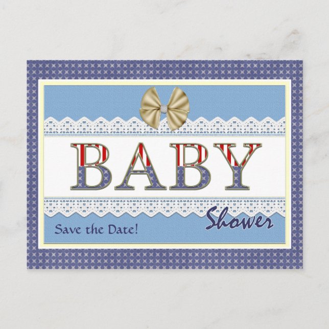 Save the Date Patriotic Baby Dusche Postkarte (Vorderseite)