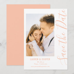 Save the Date Peach Stylish Script Modern Wedding