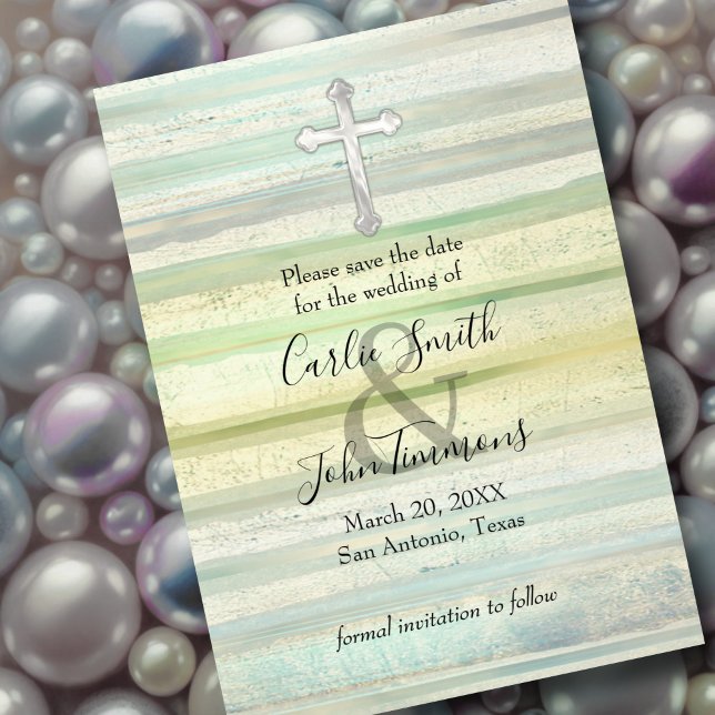 Save the Date Pearly Cross Soft Cool Color Strip (Von Creator hochgeladen)