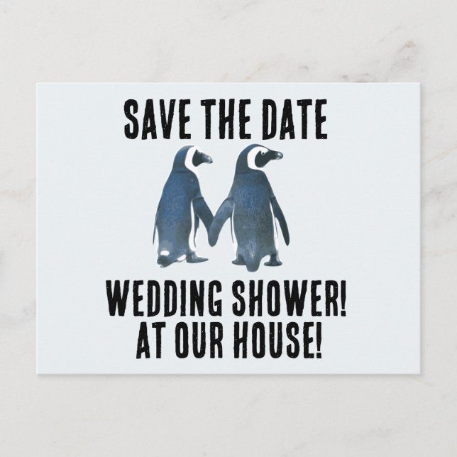 SAVE THE DATE PENGUINS POLTERABEND EINLADUNGEN (Vorderseite)