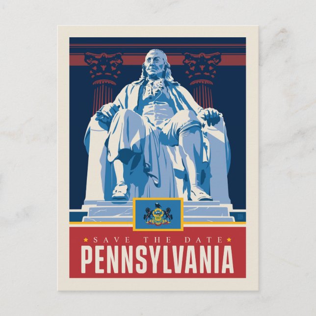 Save The Date | Pennsylvania Einladungspostkarte (Vorderseite)