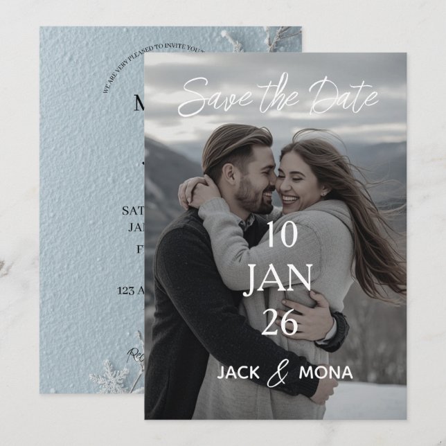 Save the Date Personalisiert Einfache Hochzeit Einladung (Vorne/Hinten)
