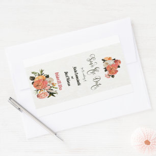 Save the Date Personalisiert Mimosa Floral Rechteckiger Aufkleber