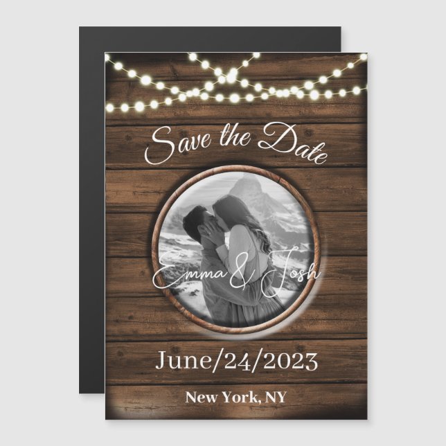 Save the Date Personalisierte rustikale Magnetkart Magnetkarte (Vorne/Hinten)