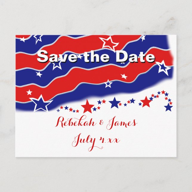 SAVE THE DATE Personalisierte US Flagge Ankündigungspostkarte (Vorderseite)