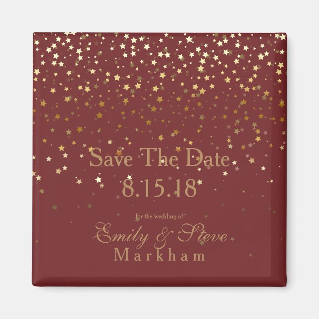 Save the Date Petite Golden Stars Magnet (Vorne)