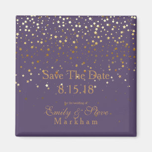 Save the Date Petite Golden Stars Magnet-Amethyst Magnet