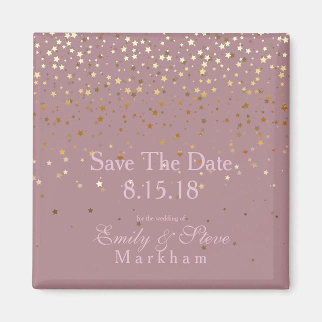 Save the Date Petite Golden Stars Magnet-DSTY-Rose Magnet (Vorne)