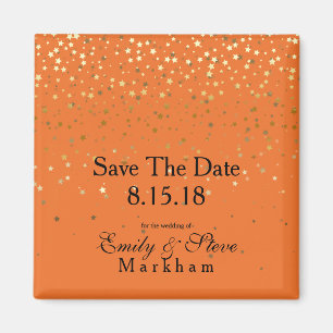 Save the Date Petite Golden Stars Magnet-Mandarine Magnet