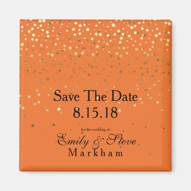 Save the Date Petite Golden Stars Magnet-Mandarine Magnet (Vorne)