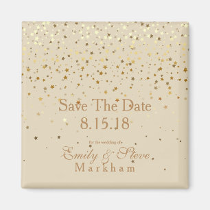 Save the Date Petite goldene Sterne Magnet-Beige Magnet