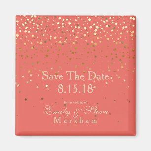 Save the Date Petite goldene Sterne Magnet-Koralle Magnet